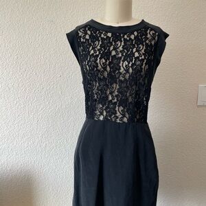 Silk Wilfred Black Lace-Front Midi Dress
